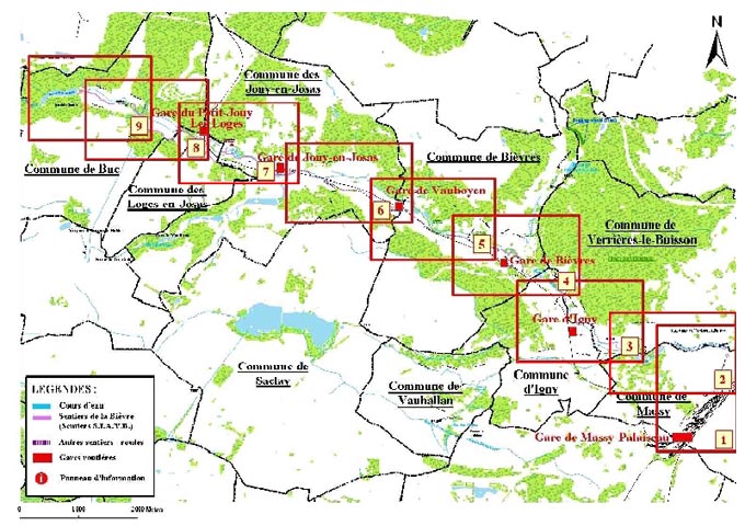 Carte des sentiers de la vallée de la Bièvre